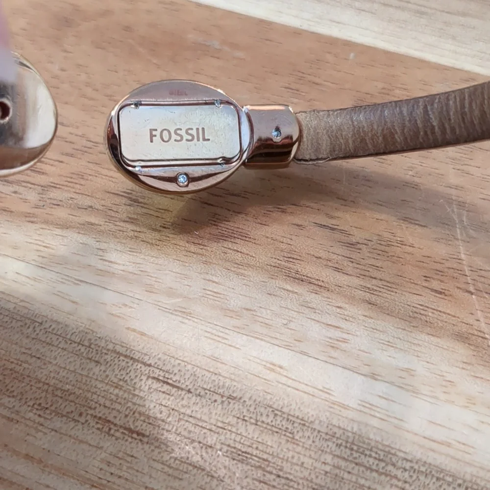 Fossil Bracelet with leather strap and CZ  Lock